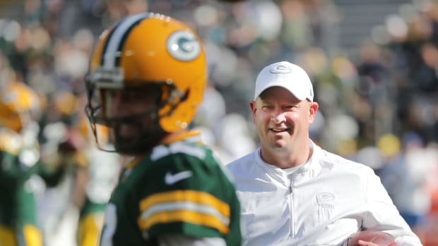 Nathaniel Hackett and Aaron Rodgers in Green Bay